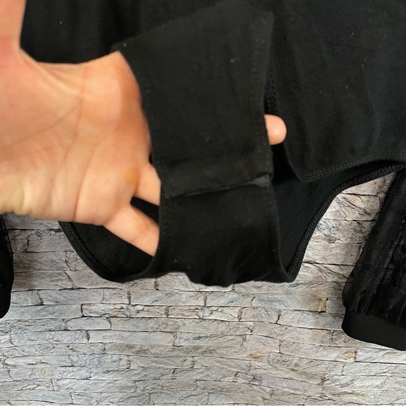 SHEIN curve 0XL BLAck lace sleeves blouse bodysuit - Picture 4 of 5